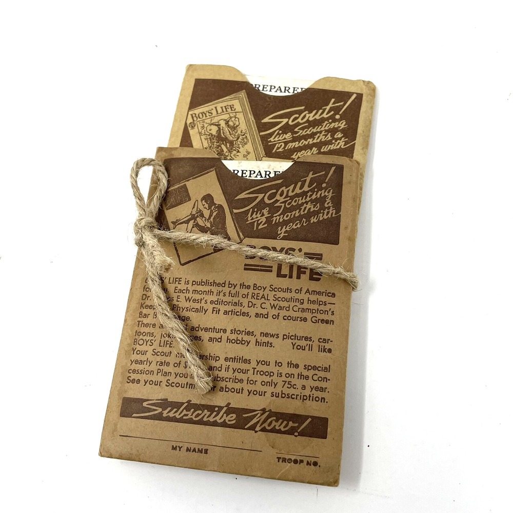 Vintage 30s 40s BOY SCOUT Boy's Life Magazine Cards Sleeves Actor's Pass Lot 2